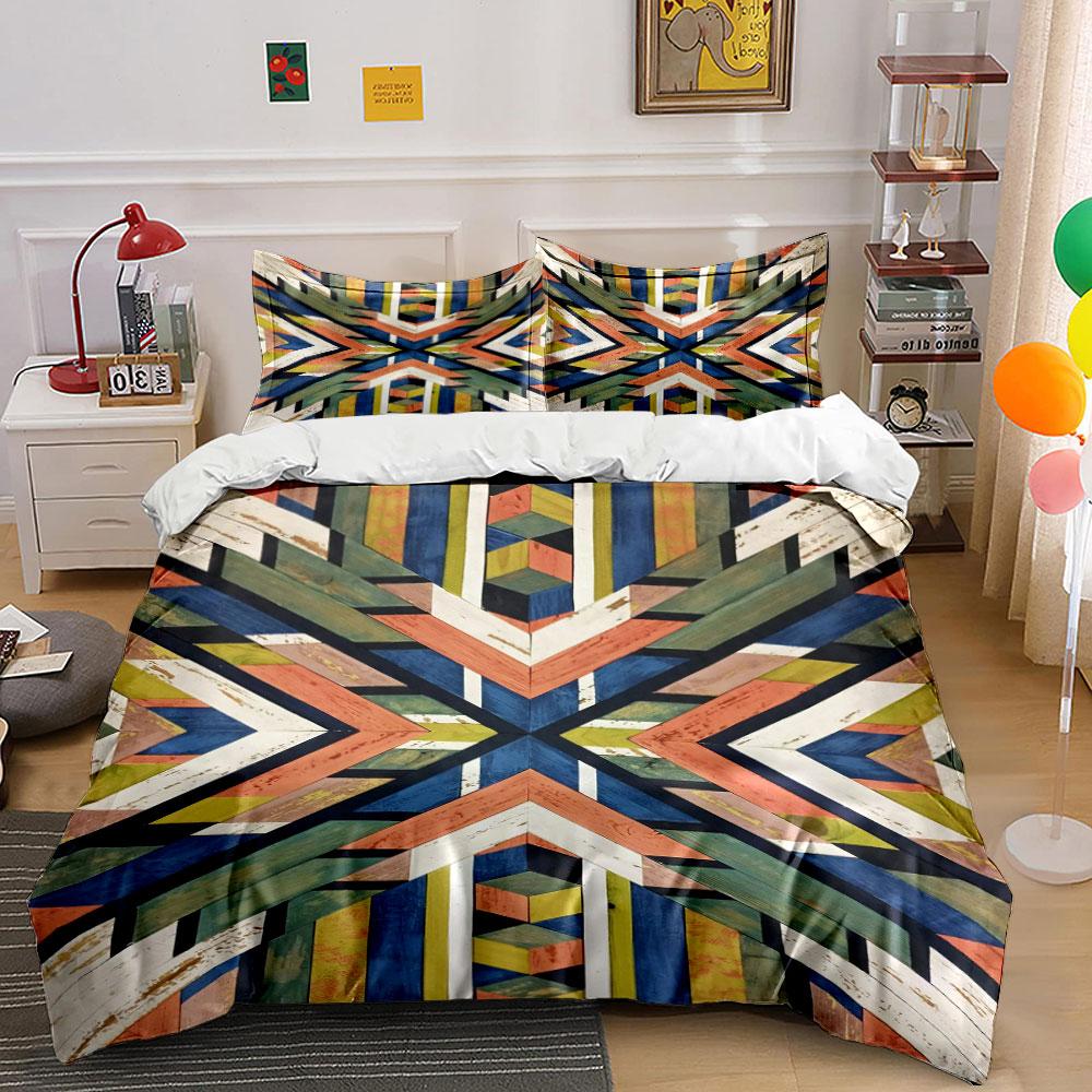 Geometric Colorful Chevron Pattern. Bedding Sets Duvet Cover Sets Duvet Covers Pillowcases(1 * Duvet Cover 2 * Pillowcases Without Duvet Insert)