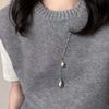 Simple Water Droplet Pendant Necklace for Women Fashion Irregular Metal Smooth Long Y-Shaped Necklace Sweater Chain Jewelry