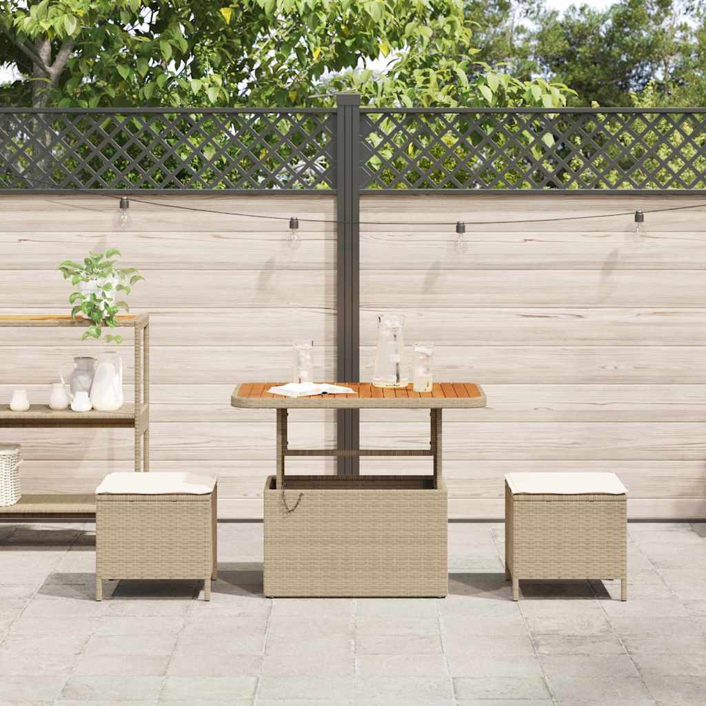 Garden Dining Set Beige Poly Rattan
