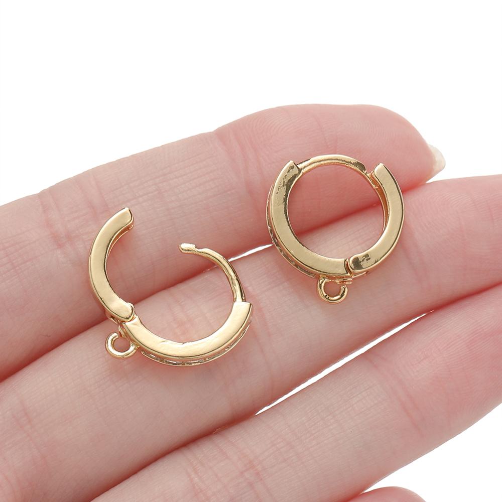 2pcs/lot 6 Styles 18K Gold Color Plated Metal Copper Earring Hook Clasps With Zircon For Earrings Jewelry Making Accessories