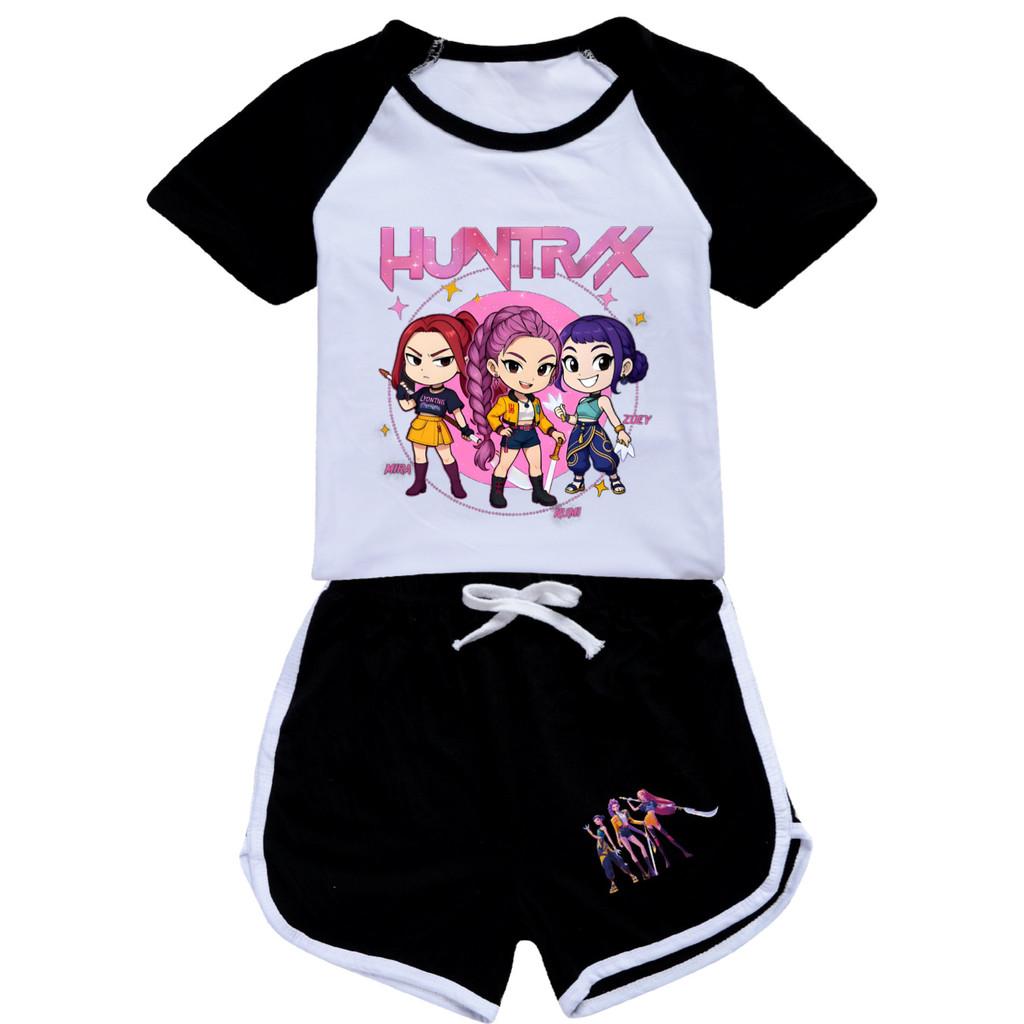 5033 Kids Girls POP Rumi Zoey Mira Print T-shirt Shorts Sport Tracksuit Clothes Set