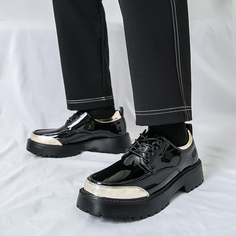 2025 Luxury Gold Men's Leather Shoes Office Casual Business Shoes Men Lightweight Platform Man Oxford Shoes Chaussures Homme
