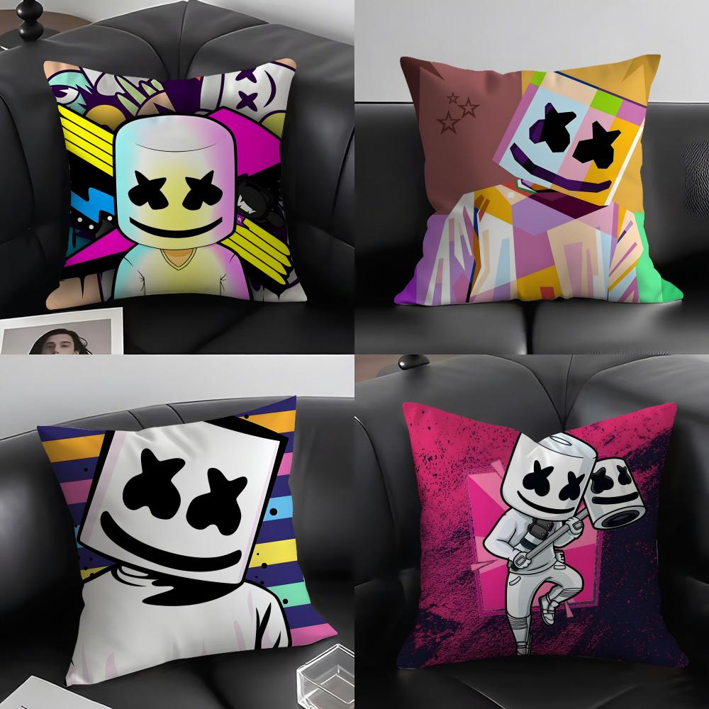 M-Marshmello Music Producer Cushion Cover Pillowcase Ultra Soft Skin Friendly Fabric Cloud Like Comfort & Concealed Zipper