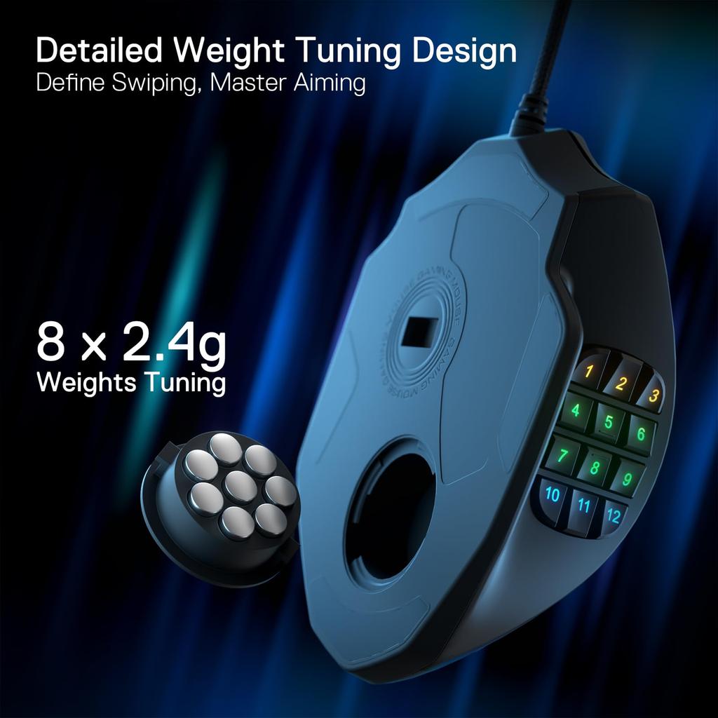 Redragon M908 Impact RGB LED MMO Gaming 12 Side Optical Wired Ergonomic Gamer Up to High 20 Programmable Macro with Comfort Grip Mouse, Buttons,