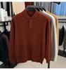 Men's Wool Sweater - Half-Button, Half-High Collar, Long Sleeve, Casual Knitwear for Autumn/Winter