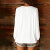 Women's Fashionable Solid Color V Neck Long Sleeved Casual Pullover T-shirt Top