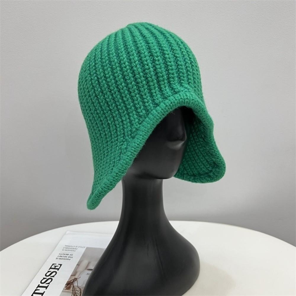 Casual Versatile Winter Knitted Hat Ear Protection Warm Overhead Cap Solid Color Coldproof Earflap Hat for Women