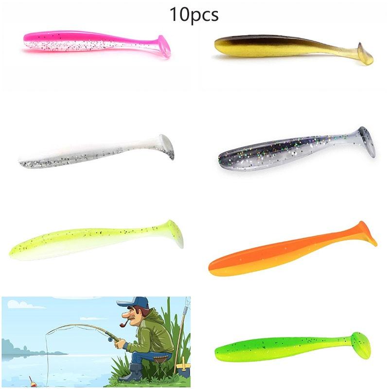 Fishing 10pcs Ttail Soft Lure Grouper Snapper Snakehead Perch Bait Longcasting