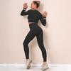 Seamless Long Sleeve Zipper Yoga Set Sports Top Breathable High Waist Running Gym Fitness Clothes Women