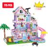 Friends City House Summer Holiday Slide Pool Villa Apartment MOC Building Blocks Set Figure DIY Toys for Kid Girl Christmas Gift
