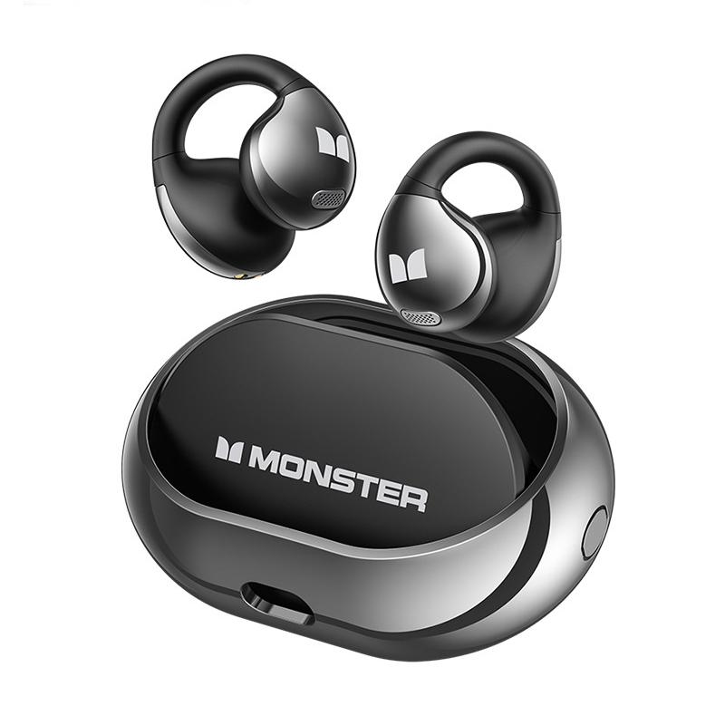 

Monster AC600 Гарнитура с воздушной проводимостью Беспроводные Bluetooth 5.4 Наушники Вращающаяся планета Дизайн кольца Hi-Fi Панорамный стереозвук AI Вызов с шумоподавлением чёрный