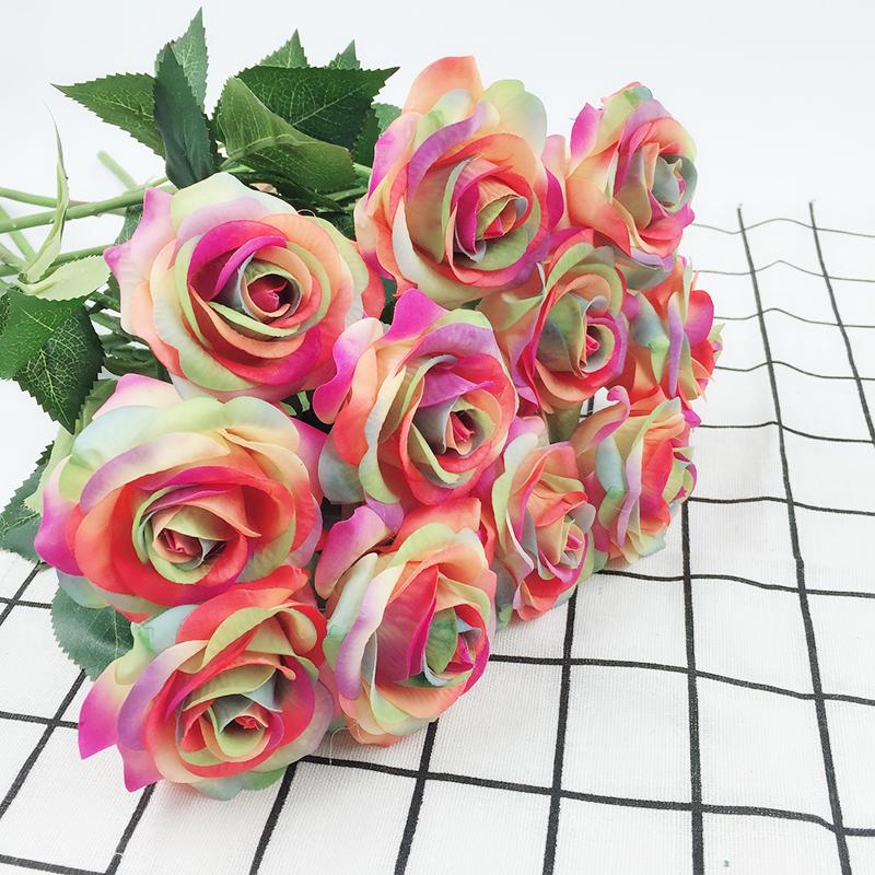 10Pcs Artificial Latex Roses Real Touch Flowers For Wedding Bridal Bouquet Home Decoration