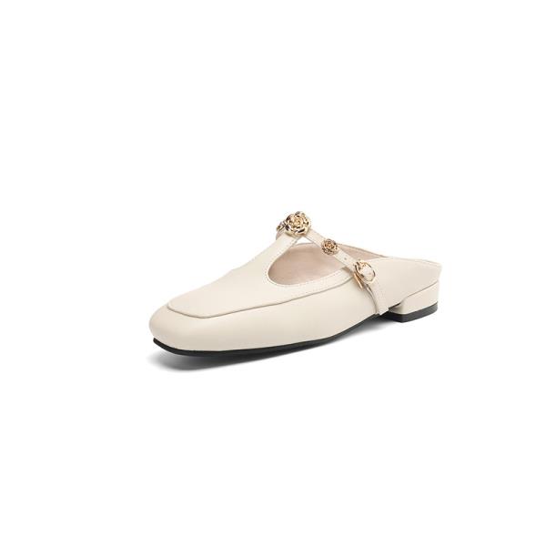 Fashion Slippers Women Summer Shoes Low Cover Toe Rivet Slides PU Rubber Rome Hoof Heels Fabric Shoes Low Ladies' Slippers Cover Toe Riv