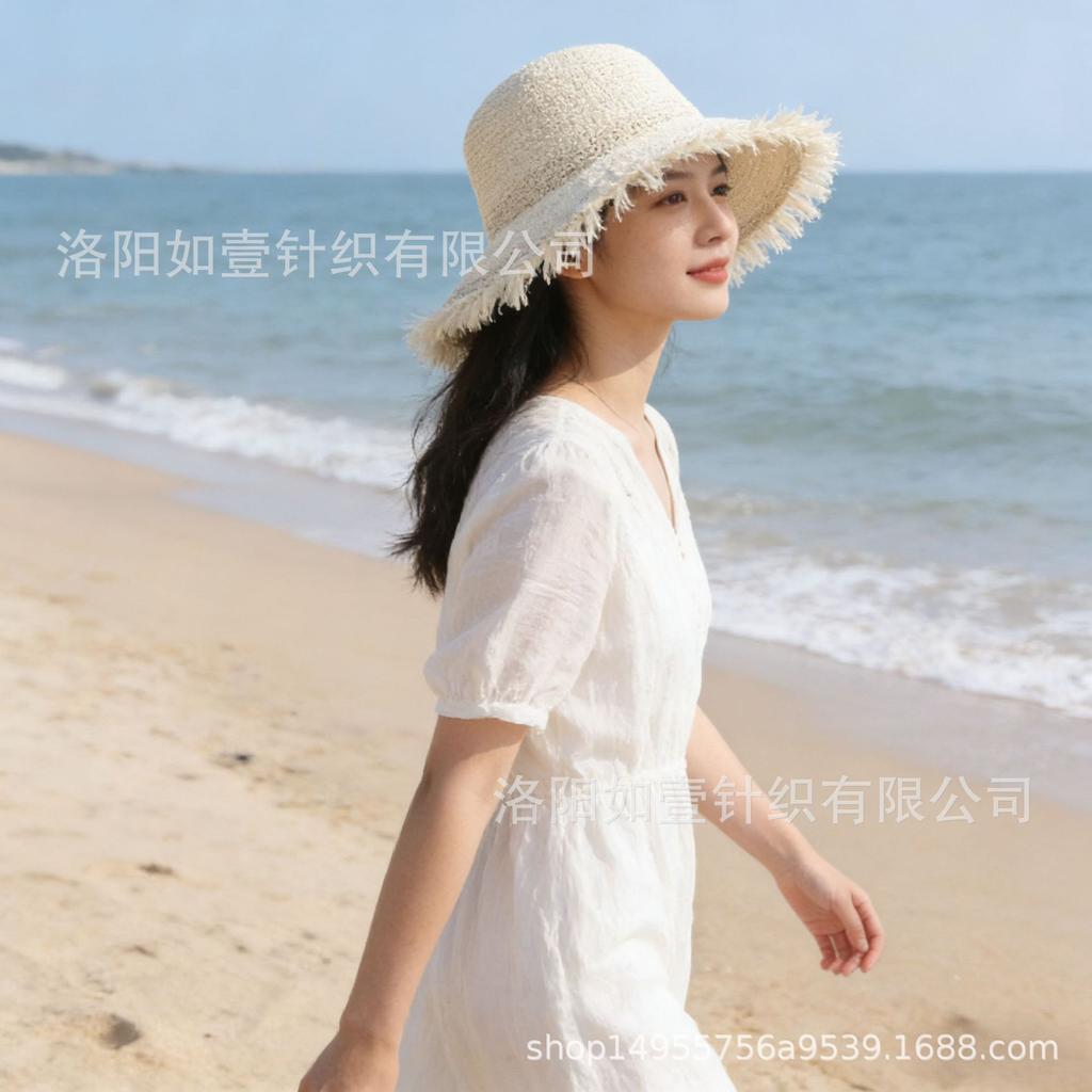 Cross-border Hot-selling Summer Sun Hat Japanese Handwoven Big Brim Bucket Hat Korean Version Fashion Temperament Sun Hat