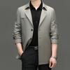 Men's Mulberry Silk Windbreaker Mid-length British Style Suit Collar Jacket Business Casual Large Size Jacket Spring Wear