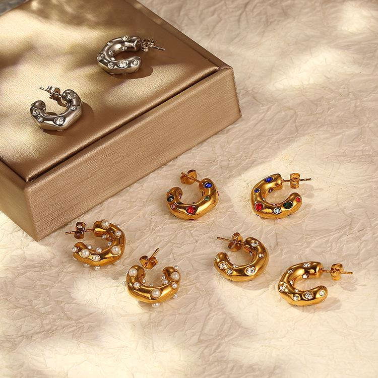 

Stainless Steel Rhinestone Women s Earrings - Light Luxury Style