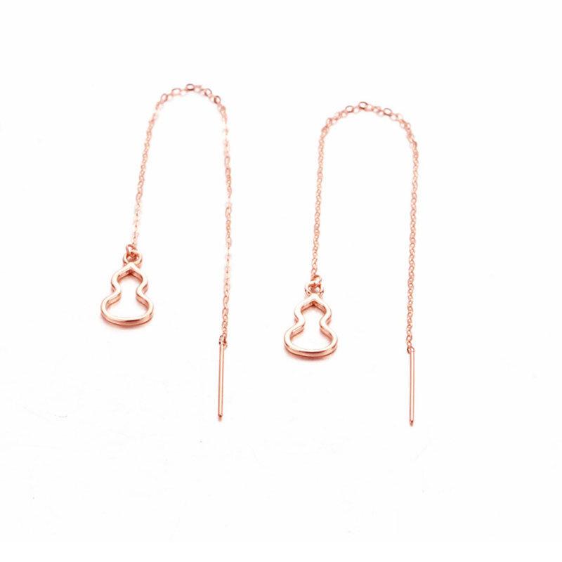 Exquisite 585 Purple Gold Women S Versatile Personality Gourd Slender Earphones, Shiny Personality Trend Rose Gold-Plated Earphones