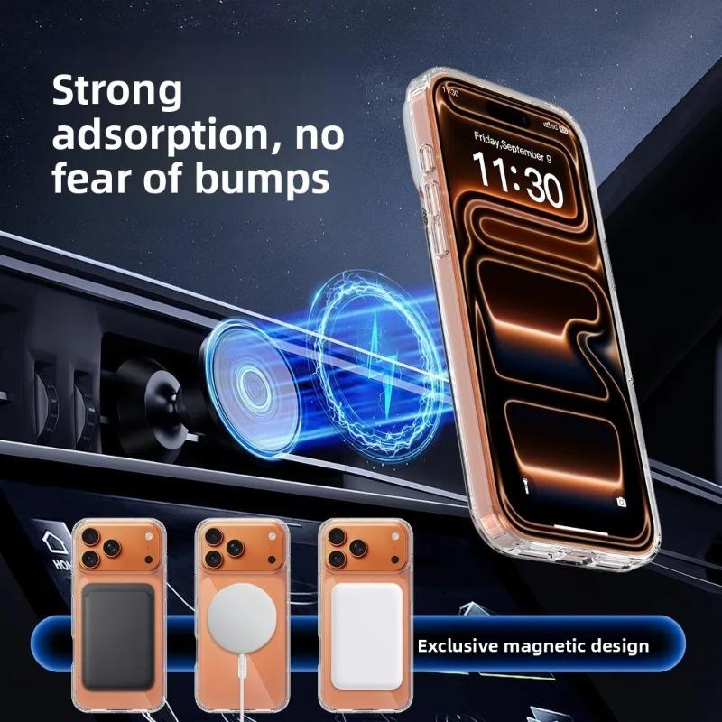 For Magsafe Phone Case For 18 17 16 15 14 13 12 Pro Max Magnetic Wireless Charge With Screen Protector and Lens Protector