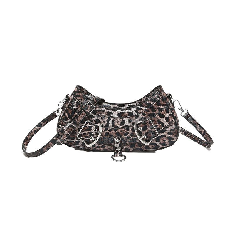 Internet Celebrity Leopard Print Underarm Bag 2025 New Korean Version Fashion Retro Shoulder Bag Ins Women Messenger Dumpling Bag Pu