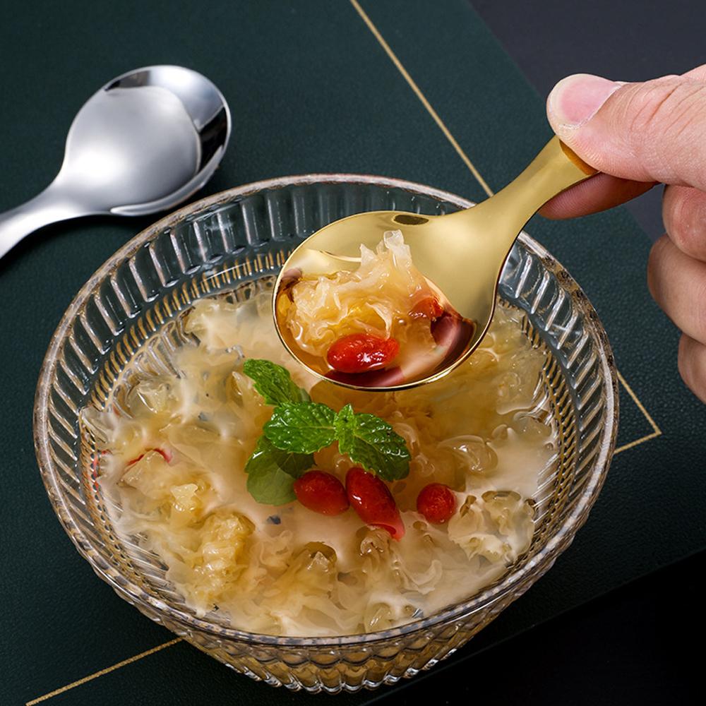 Silber/Golden Edelstahl Kurzen Griff Löffel Gabeln Suppe Löffel Gewürze Löffel Dessert Löffel Tee Kaffee Löffel