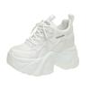 8.5CM Women Summer Hollow Breathable Mesh Chunky Sneakers Microfiber Leather Comfy Casual Dad Shoes Female Platform Sports Shoes