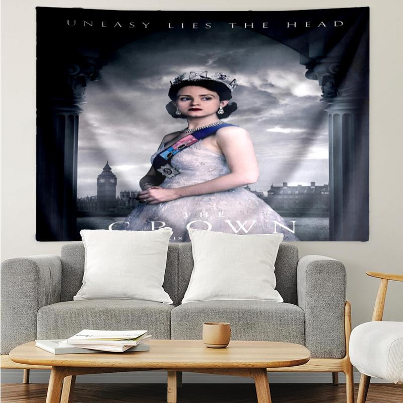 The Crown Print Tapestry, Backdrop, Easy Setup, Ideal for Bedroom, Office & Living Room, with Aesthetic Wall Hanging Decor.