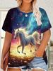 Summer New Horse T-Shirts Graphic 3D Print Women's Short Sleeve T Shirt Streetwear Harajuku Y2K Casual Tees Tops Female Clothing