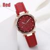 Womens Fashion Leather Strap Watch Frosted Dial Diamond Starry Design Golden Edge Quartz Watch Multicolor