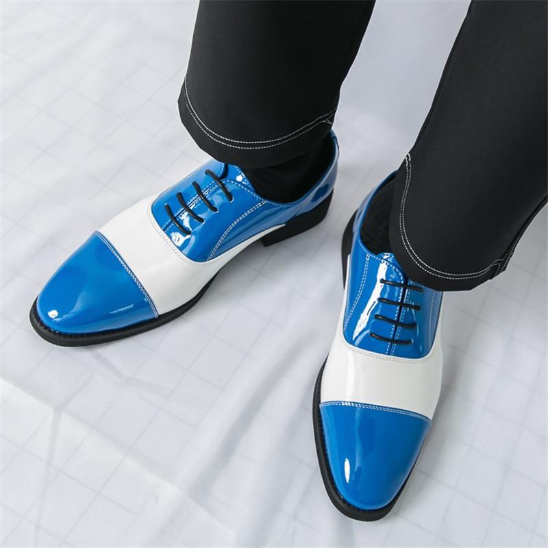 Fashion New British Gentleman Fashion Mixed Color Lace Up Brogues Oxford Shoes Designer Formal Wedding Prom Dress Homecoming Footwear