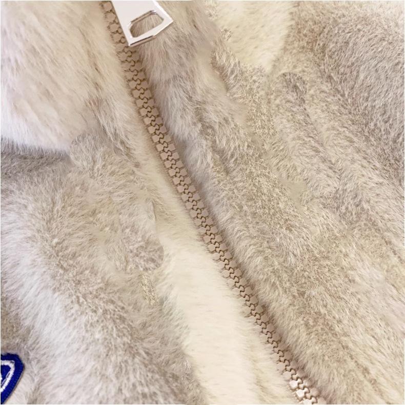 Plush Coat Women Autumn Winter Season Warm Loose Short Top Stand Collar Faux Fur Zipper Thick Solid Jacket