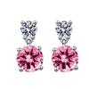 925 Silver Geometric Stylish Simple Round Zircon Multicolor Women's Daily Elegance Stud Earrings