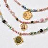 Retro French Colorful Beaded Necklace with Stainless Steel Pendant - High-End Clavicle Chain
