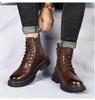 2025 Men's Genuine Leather High Top Martin Boots, Trendy Thick-Soled, Retro British Style, Plus Velvet.