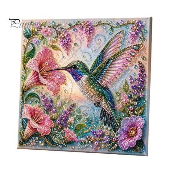 Immersive Leisure Time Crafts Butterfly Faux Diamond Art Kit, Flower Peacock Hummingbird Pearl Kit 3D Sparkling Bead Painting Craft for Adults,