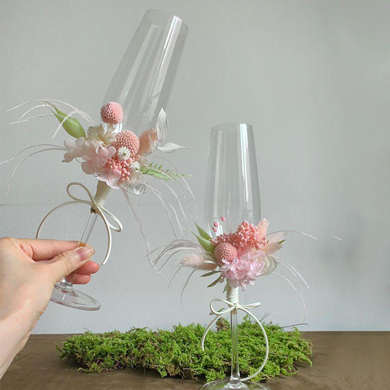 Unsterbliche Blume Hochzeits-Toast-Weinglas-Paar - Ideales DIY-Verlobungs- oder Hochzeitsgeschenk