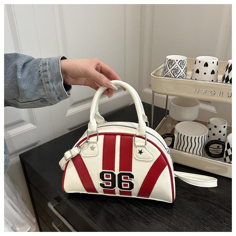 Sac à Bandoulière Rayé Color Block en Similicuir pour Femme Été Nouveau Sac de Soirée Semi-Cercle Sac à Main Sacoche Bowler Tendance