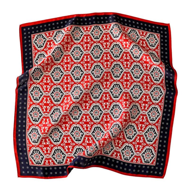New 100% Real Silk Satin Women Scarf Flower Printed Foulard Femme Square Head Scarfs Bandana Shawl Gift For Lady Hijab