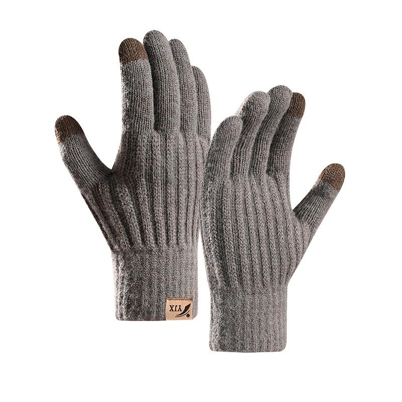 Winter Warme Touchscreen-Handschuhe mit Doppelschichtiger Dicker Wolle und Outdoor Arktischem Samt Innen Gestrickte Handschuhe