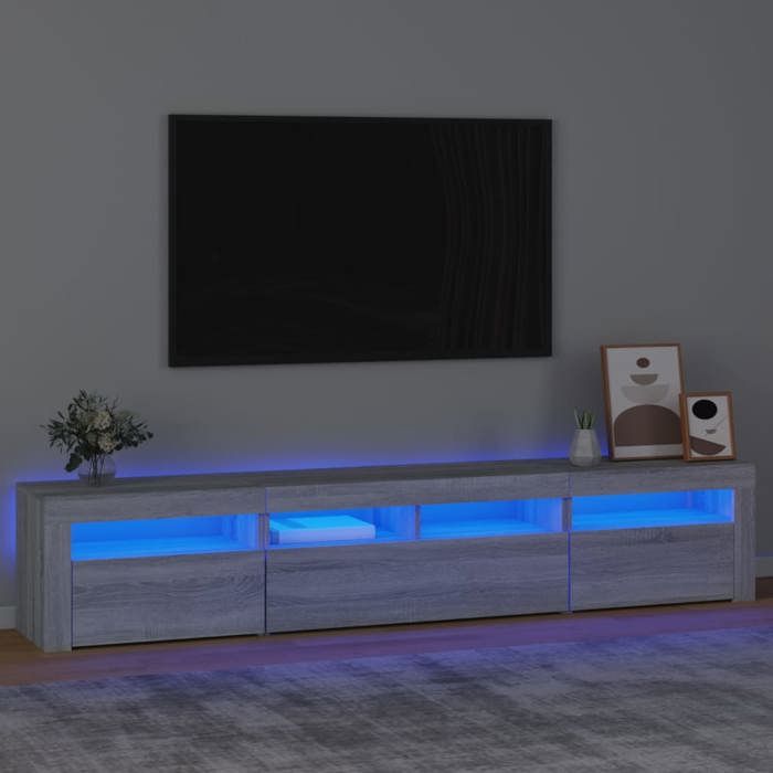 VidaXL Meuble TV avec Lumières LED Centre de Divertissement Rangement Meuble Média Meuble de Salon Salle de Séjour Maison 3152736