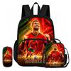 Learn, Travel Football Star School Bag Ronaldo 3 Pcs set with Front Pocket Backpack Lunch bag, Pencil Case, Sport Rucksack