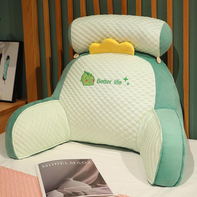 Ice Bean Cartoon Bedside Cushion: Soft Lumbar Support Pillow for Reading and Lounging