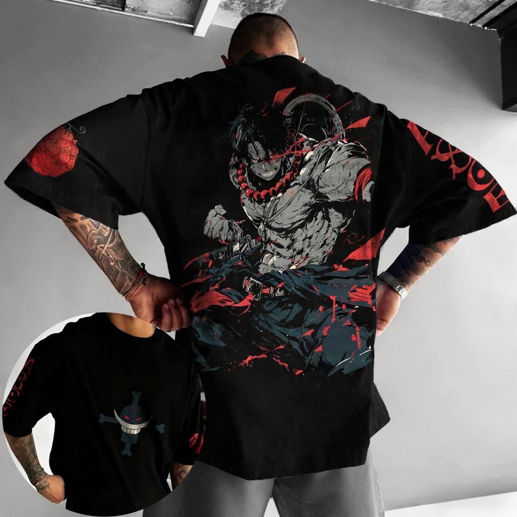 T-shirt Sportiva alla Moda Traspirante Larga Bandai One Piece Luffy Zoro Stampata Manica Corta Estate 2026 per Uomo e Donna