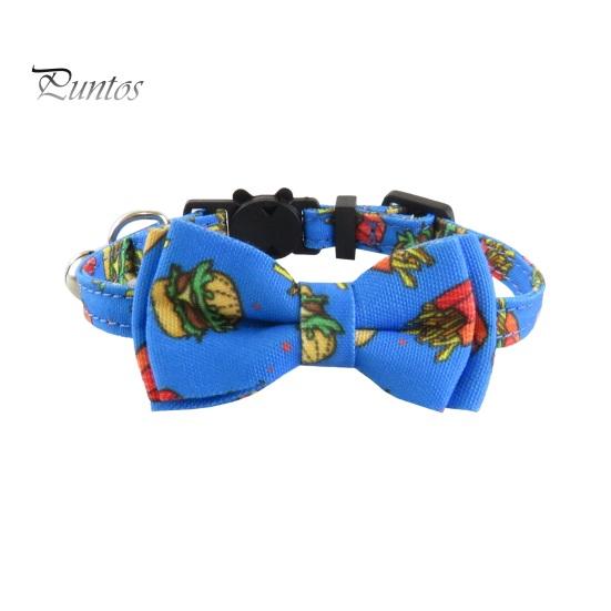 Nastavitelný obojek pro domácí mazlíčky s nerezovou bezpečnostní přezkou zvonek Roztomilý design motýlka Tkanina na krk s motivem jídla pro malé a střední psy