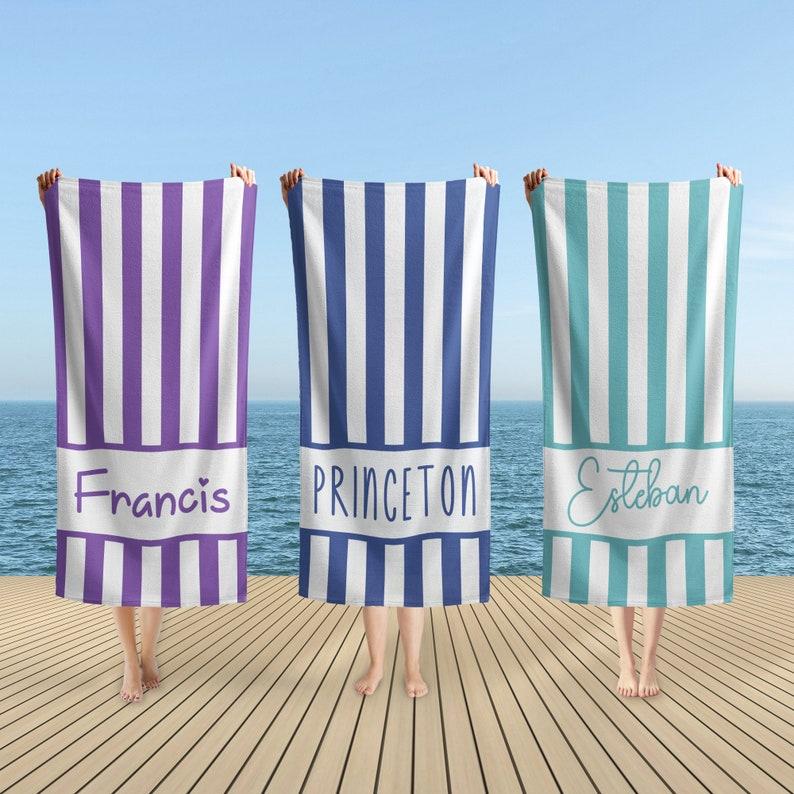 Striped Beach Towels, Pool Towels for Kids/Adults, Bachelorette Gift, Wedding Gift, Girls Trip