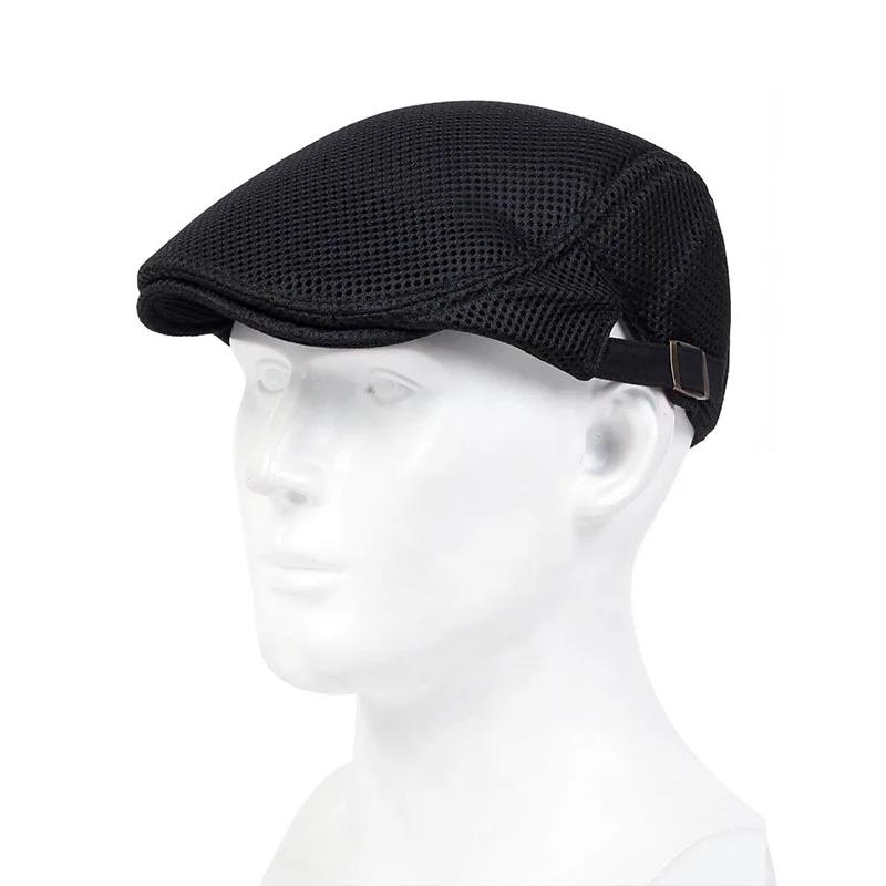 Herren Mesh Schiebermützen Britische Malermützen Frühling und Sommer Belüftete Baretts Verstellbare Schirmmütze Hip Hop Baretts