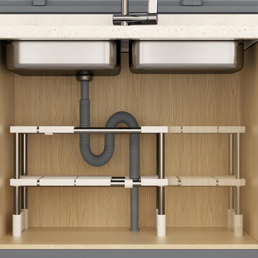1 Stainless Steel Expandable Kitchen Sink Storage Rack Cabinet Storage Multi-layer Multifunctional Internal Layered Storage Rack