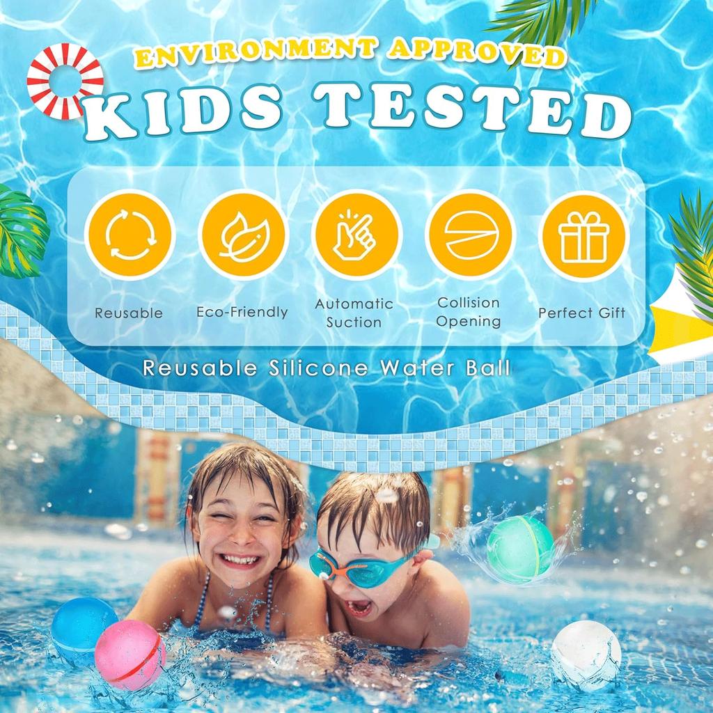 12641 Pack Magnetic Reusable Water Ball Quick Fill Self Sealing Silicone Water Ball Kids Summer Pool Outdoor Water Toys