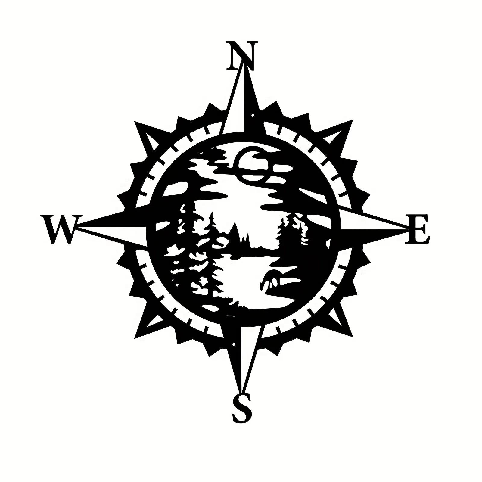 

Металлический лесной компас настенное искусство - элегантная скульптура для спальни, гостиной, сада, фермерского дома и бара | Внутренний/наружный декор 28cm чёрный