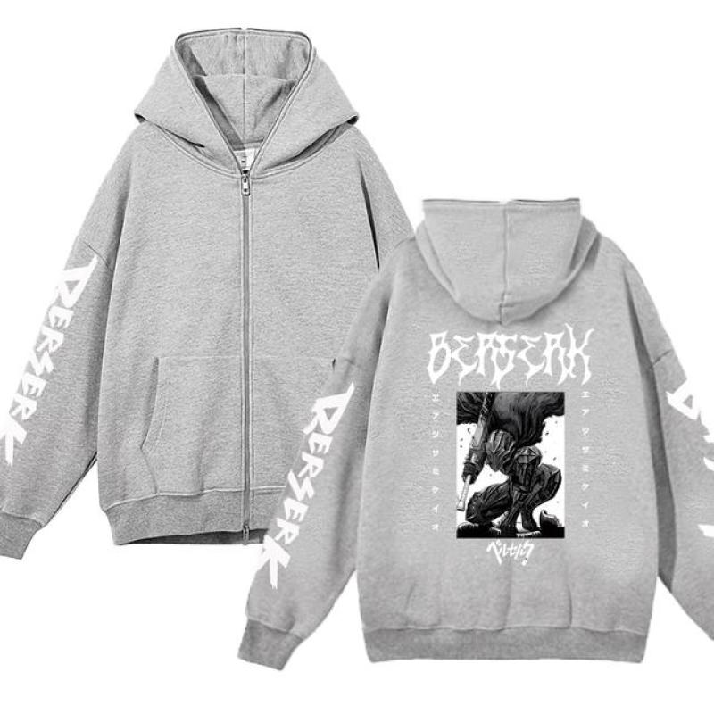 Berserk Hoodie Jackets Anime Guts Zipper Hoodies Casual Fleece Oversized Sweatshirt Loose Hip Hop Streetwear Zip Up Jacket Coats