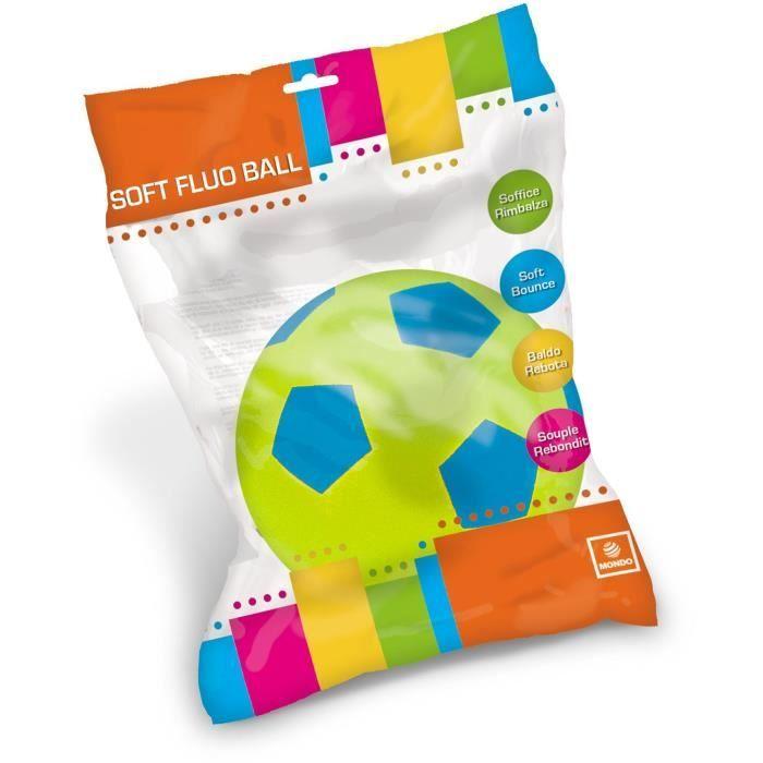 MONDO - Ballon Soft Football Fluo 20cm - Enfant - Mixte - Idéal récré